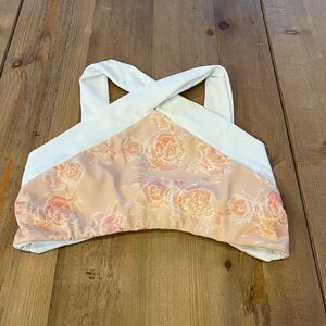 KOA  Flower Daze Reversible Peach and White Bikini Top Size Small NWT